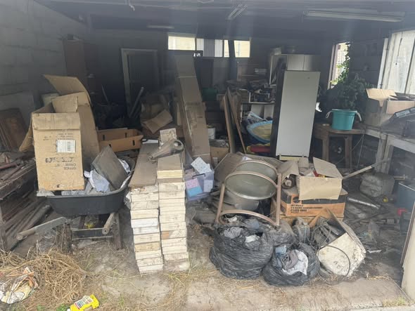 Garage packed full of junk