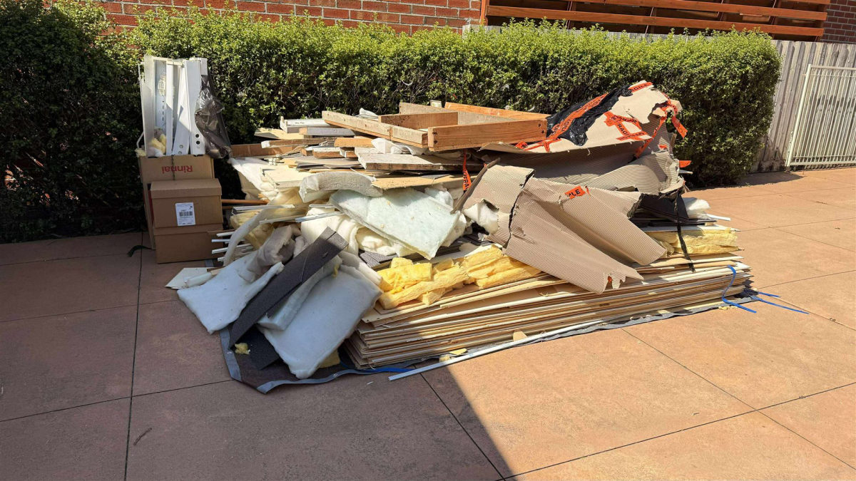 Pile of construction waste outside