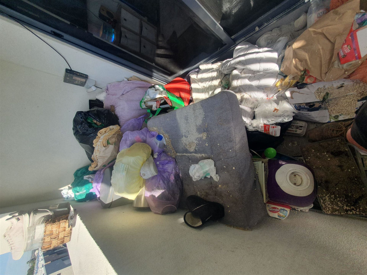 Garage full of bags and junk