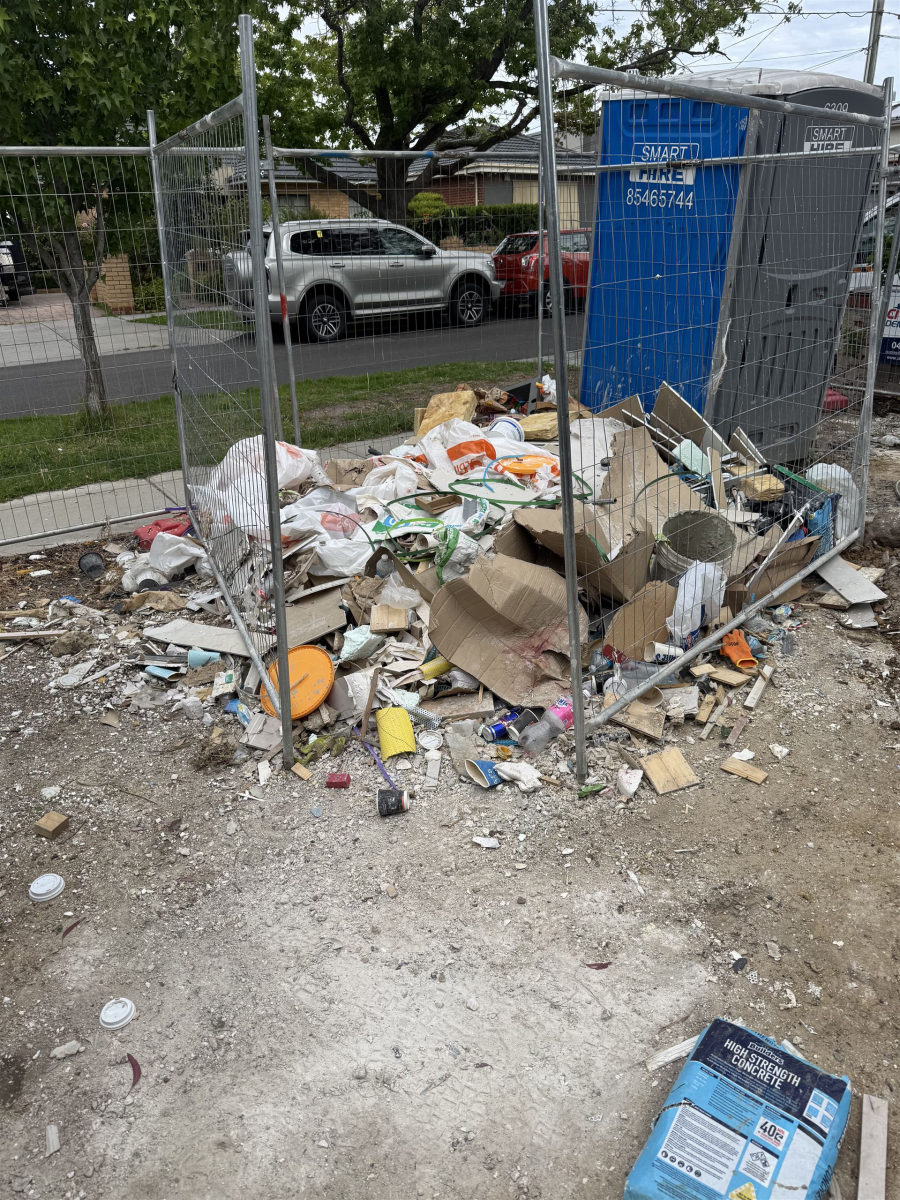 Construction site with rubble pile